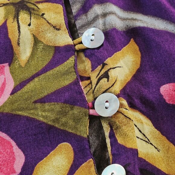 JBS Dress Womens 10 Floral Button Front Sleeveless Maxi Midi Rayon 90s Resort - Picture 3 of 9